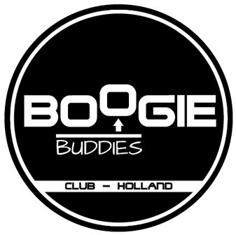 Boogie Buddies sticker rond zwart
