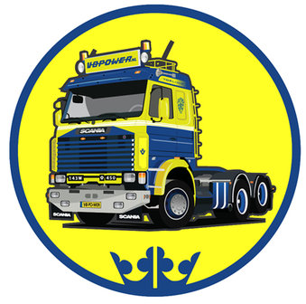 Sticker round 143 450 blue yellow