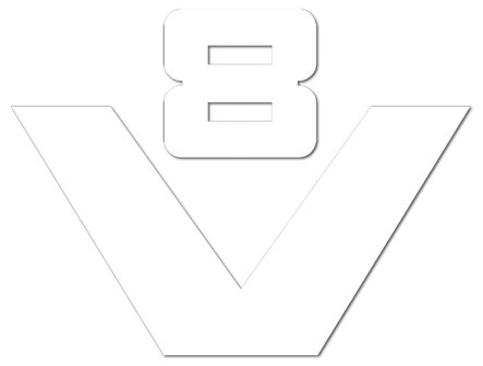 Sticker V8 logo oud