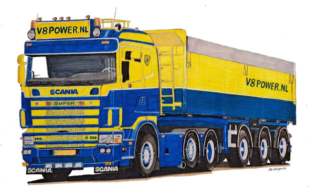 Reservering Scania 144 530 kipper V8power WSI