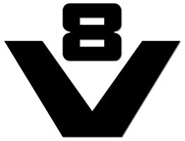 Sticker V8 logo oud